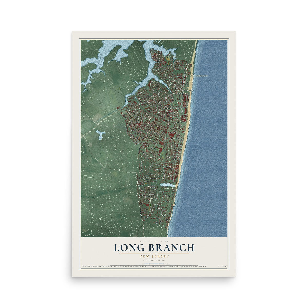 Map of Long Branch, New Jersey, 12 x 18 inch unframed archival matte print