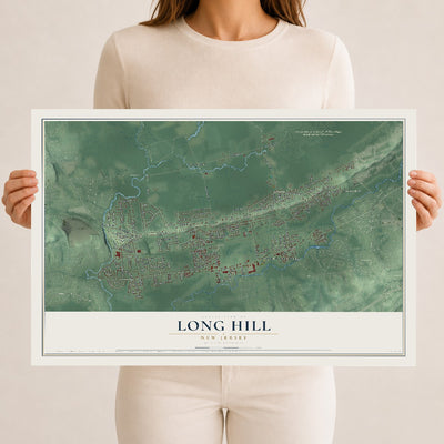 Long Hill, New Jersey map print, 12" x 18" Archival Matte Print mockup