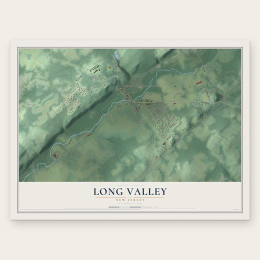 Long Valley, New Jersey map print, the full design