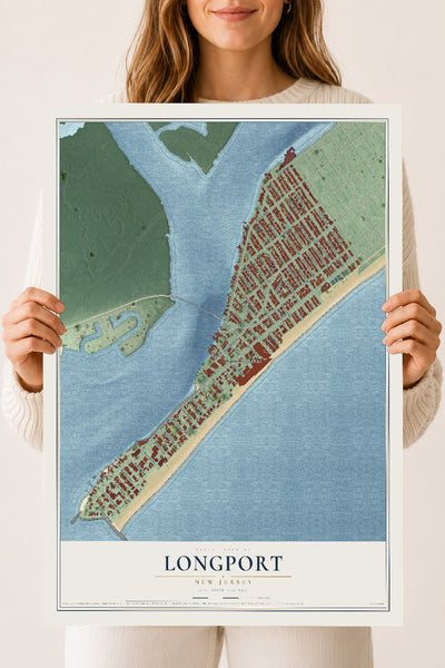 Longport, New Jersey map print, 18" x 24" Archival Matte Print mockup