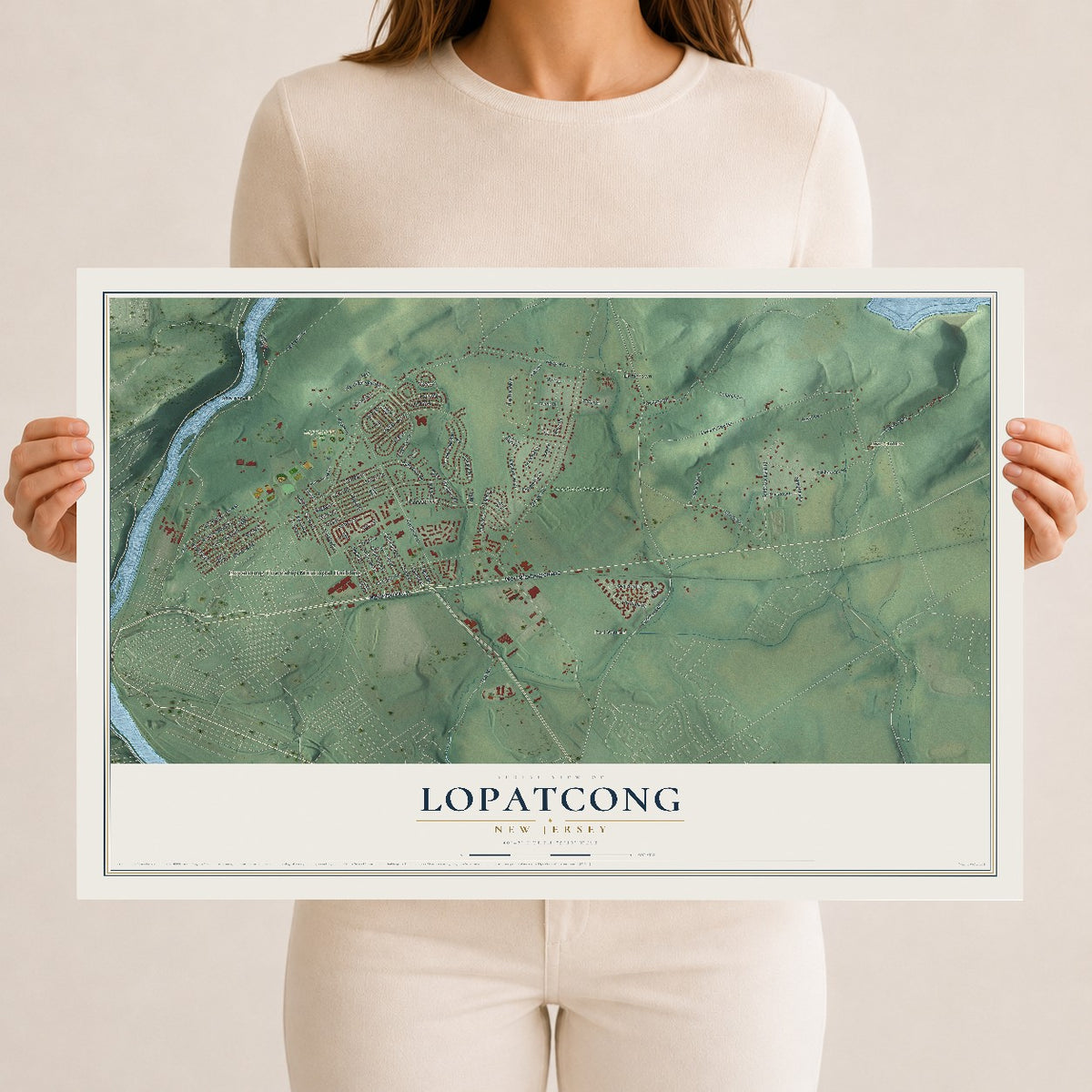 Lopatcong, New Jersey map print, 12" x 18" Archival Matte Print mockup