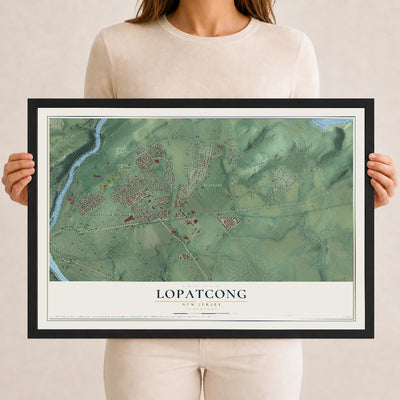 Lopatcong, New Jersey map print, 12" x 18" W/ Black Ayous Wood Frame mockup