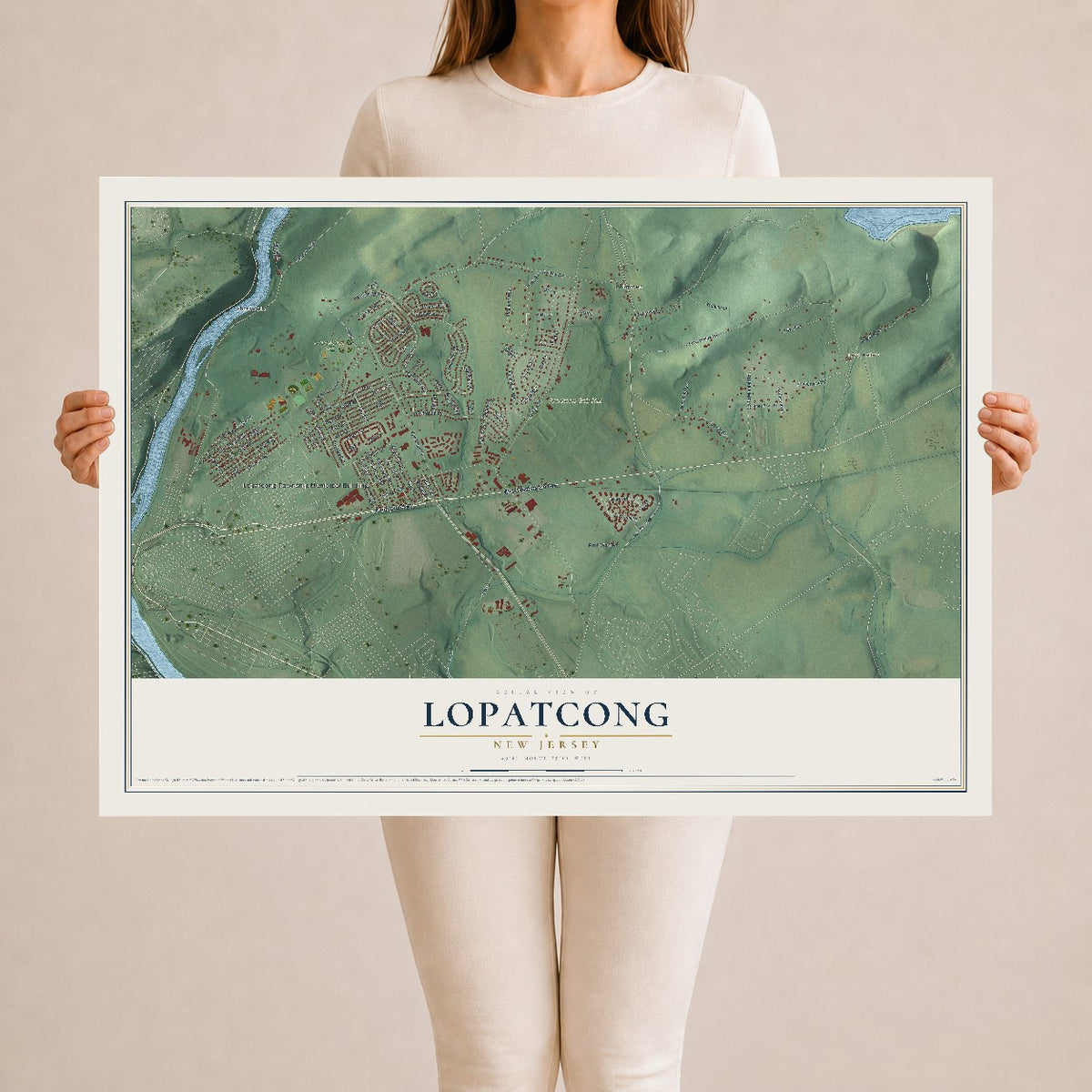 Lopatcong, New Jersey map print, 24" x 36" Archival Matte Print mockup