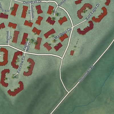 Close-up of the map of Lopatcong Overlook, New Jersey print showing street and building detail