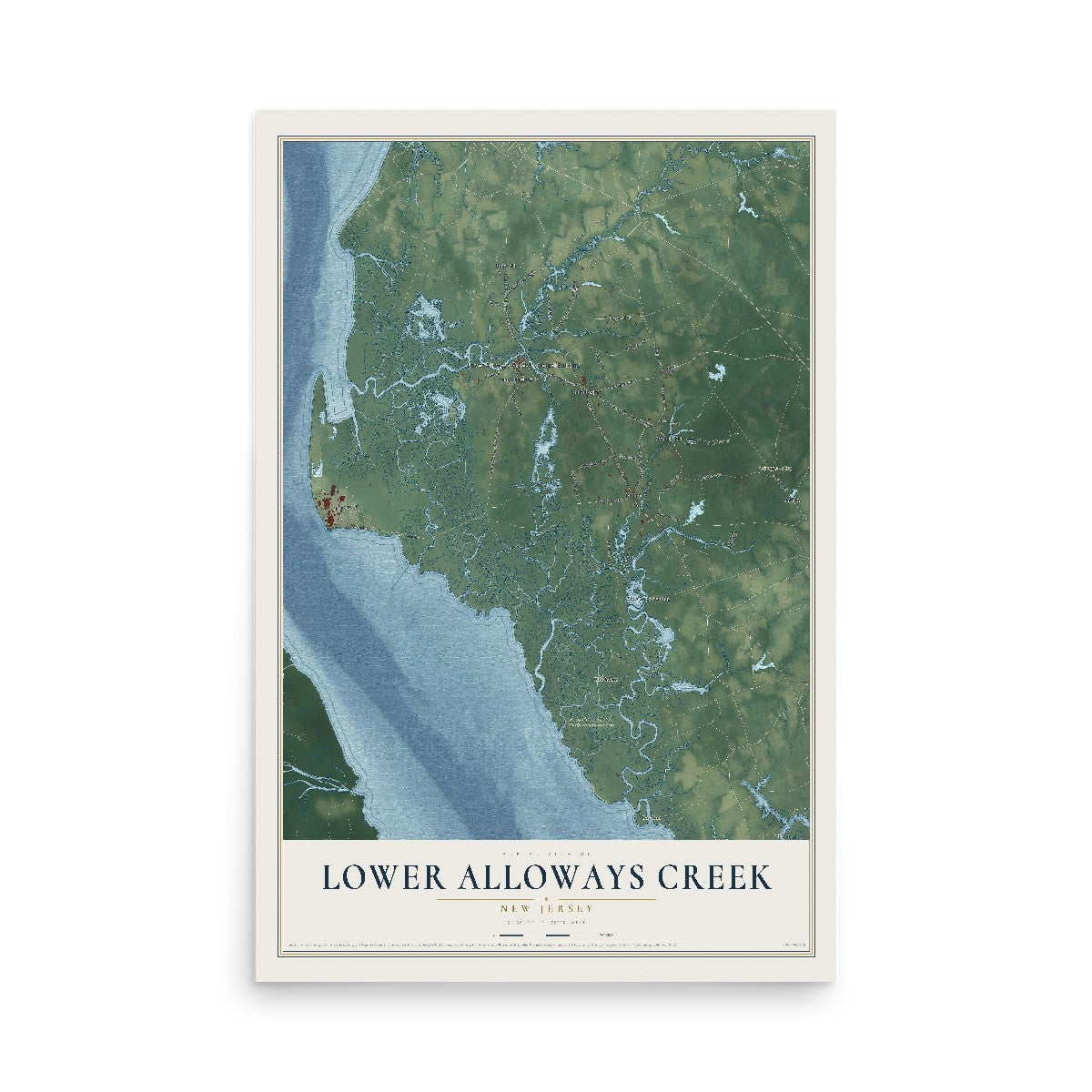 Lower Alloways Creek, New Jersey map print, 12" x 18" Archival Matte Print mockup