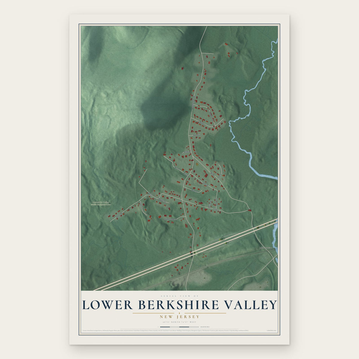 Lower Berkshire Valley, New Jersey map print, the full design