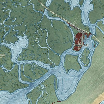 Close-up 2 of the Lower, New Jersey map artwork