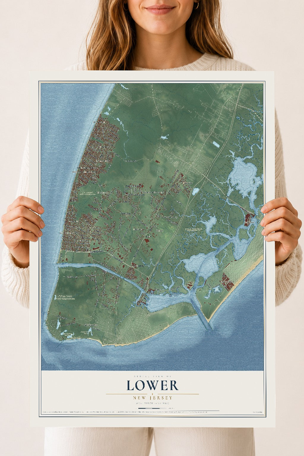 Lower, New Jersey map print, 18" x 24" Archival Matte Print mockup