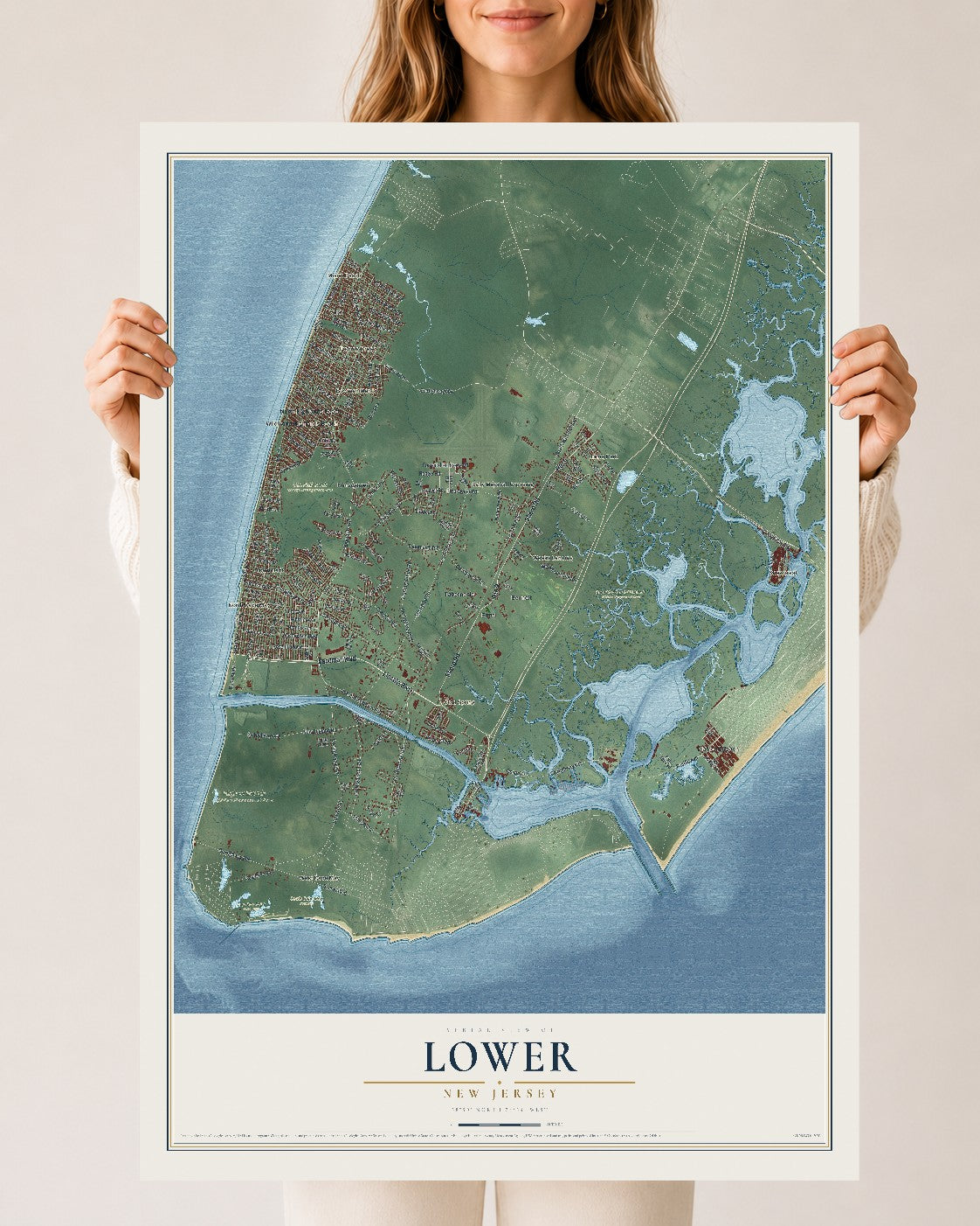 Lower, New Jersey map print, 24" x 36" Archival Matte Print mockup