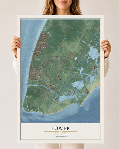 Lower, New Jersey map print, 24" x 36" Archival Matte Print mockup