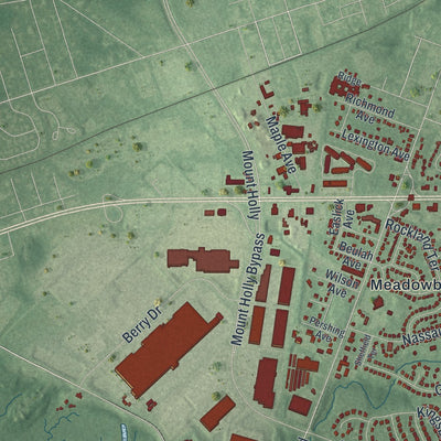 Close-up 2 of the Lumberton, New Jersey map artwork