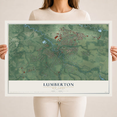 Lumberton, New Jersey map print, 18" x 24" Archival Matte Print mockup