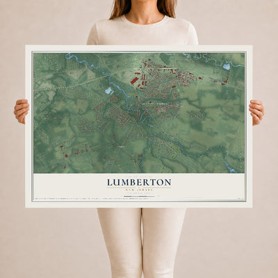 Lumberton, New Jersey map print, 24" x 36" Archival Matte Print mockup