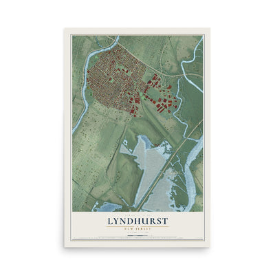 Lyndhurst, New Jersey map print, 12" x 18" Archival Matte Print mockup