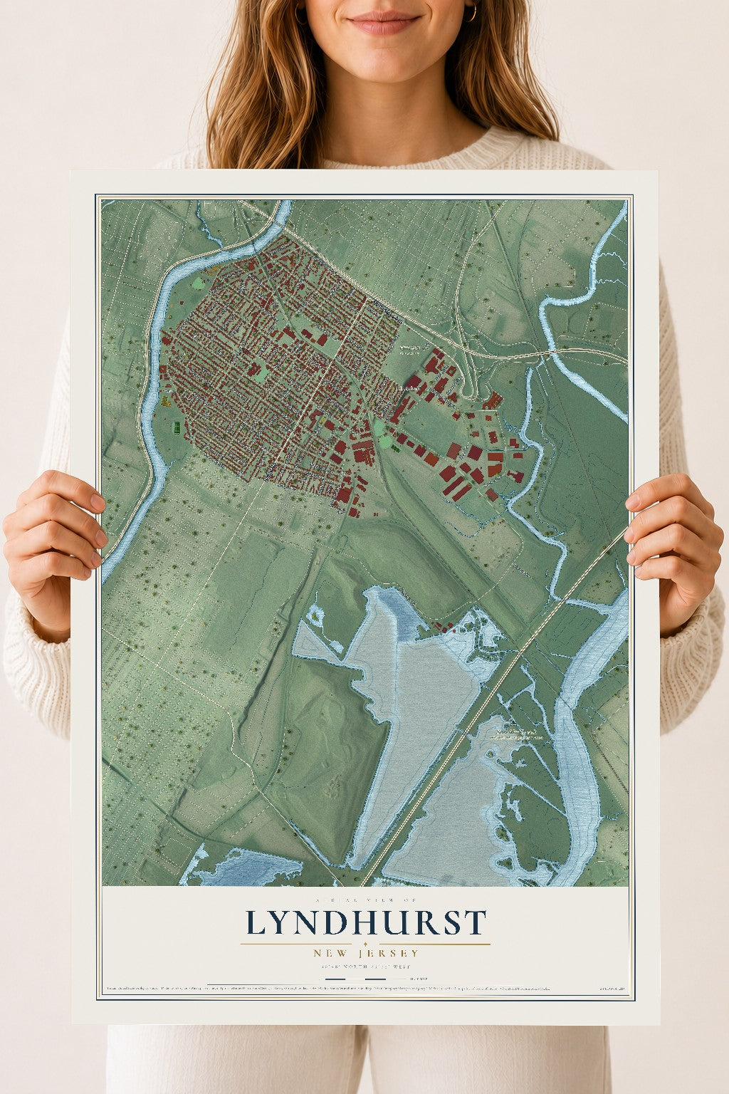 Lyndhurst, New Jersey map print, 18" x 24" Archival Matte Print mockup
