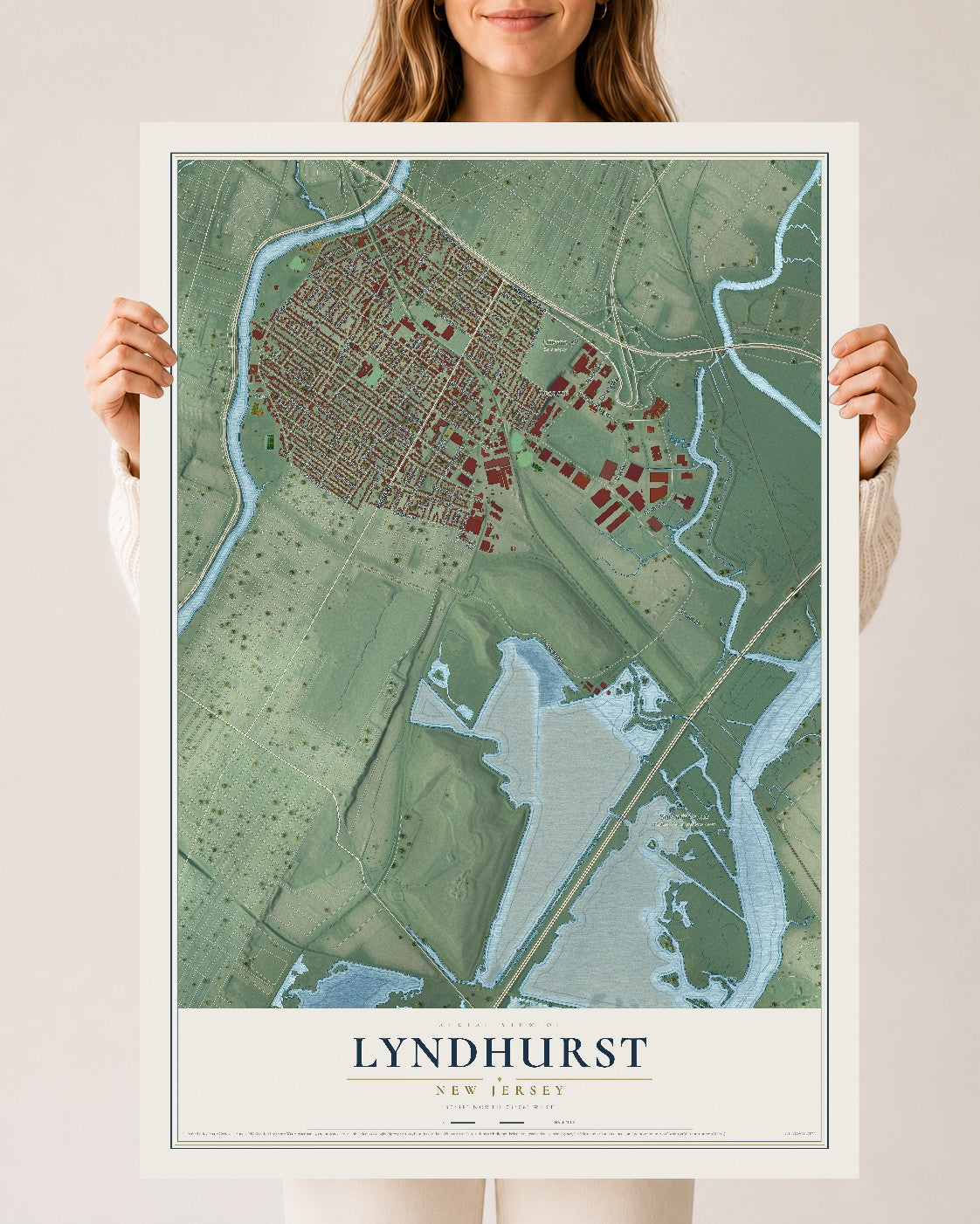 Lyndhurst, New Jersey map print, 24" x 36" Archival Matte Print mockup