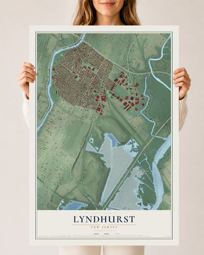 Lyndhurst, New Jersey map print, 24" x 36" Archival Matte Print mockup