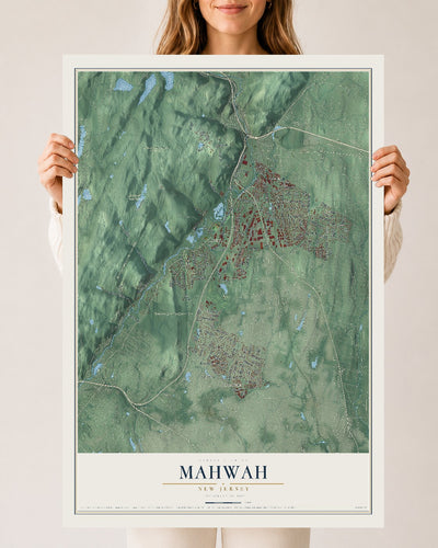 Mahwah, New Jersey map print, 24" x 36" Archival Matte Print mockup