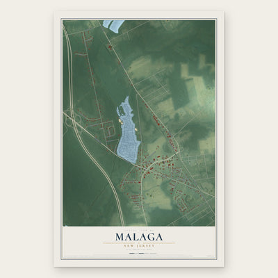 Malaga, New Jersey map print, the full design