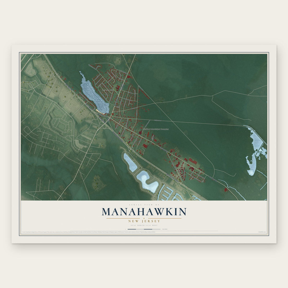 Manahawkin, New Jersey map print, the full design