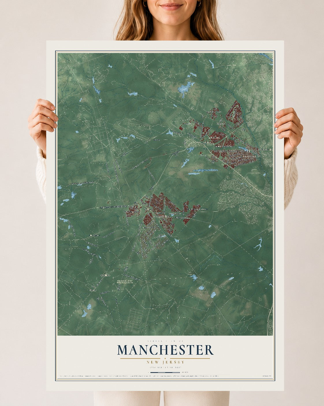 Manchester, New Jersey map print, 24" x 36" Archival Matte Print mockup