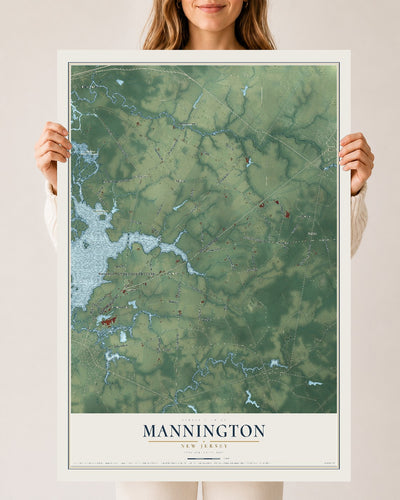 Mannington, New Jersey map print, 24" x 36" Archival Matte Print mockup