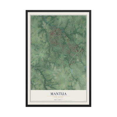 Mantua, New Jersey map print, 12" x 18" W/ Black Ayous Wood Frame mockup