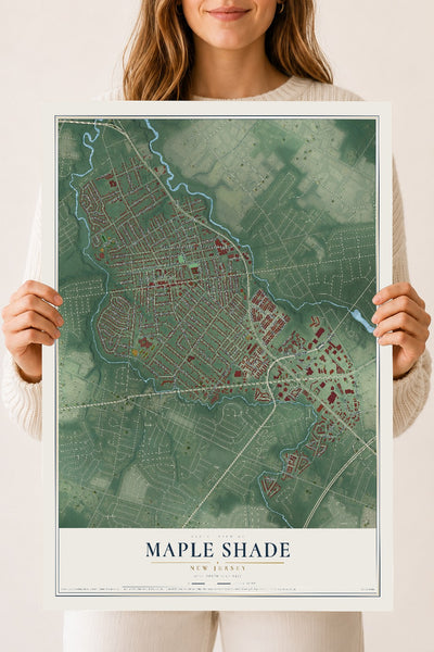 Maple Shade, New Jersey map print, 18" x 24" Archival Matte Print mockup