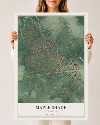 Maple Shade, New Jersey map print, 24" x 36" Archival Matte Print mockup