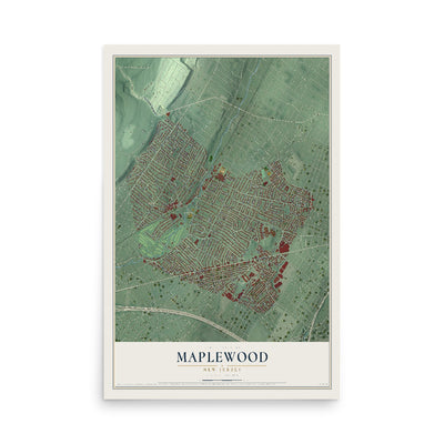 Maplewood, New Jersey map print, 12" x 18" Archival Matte Print mockup