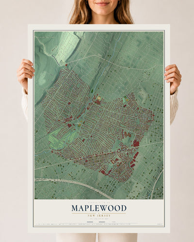 Maplewood, New Jersey map print, 24" x 36" Archival Matte Print mockup