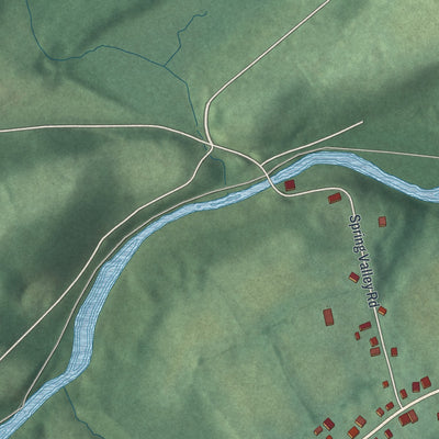 Close-up of the map of Marksboro, New Jersey print showing street and building detail