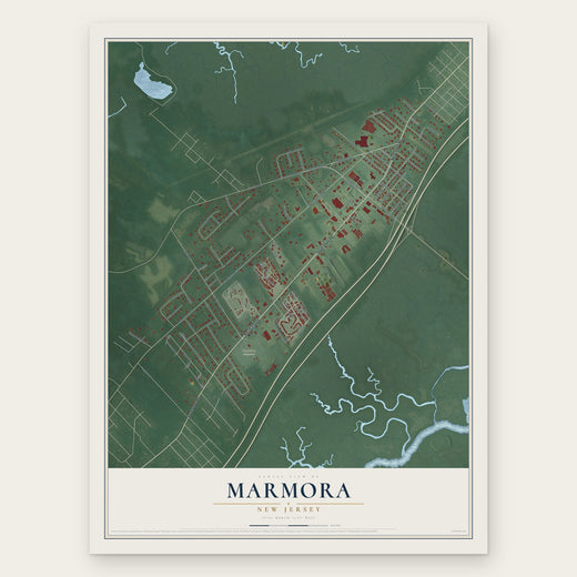 Marmora, New Jersey map print, the full design