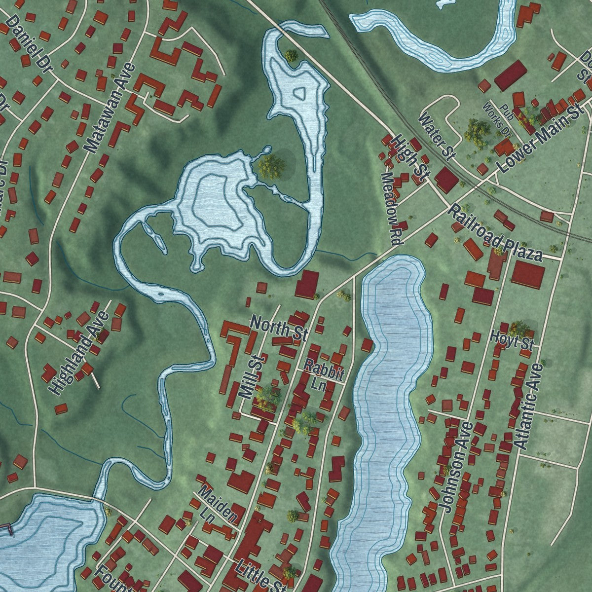 Close-up 2 of the Matawan, New Jersey map artwork