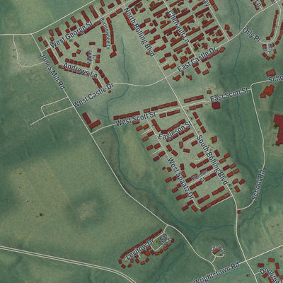 Close-up of the map of McGuire AFB, New Jersey print showing street and building detail