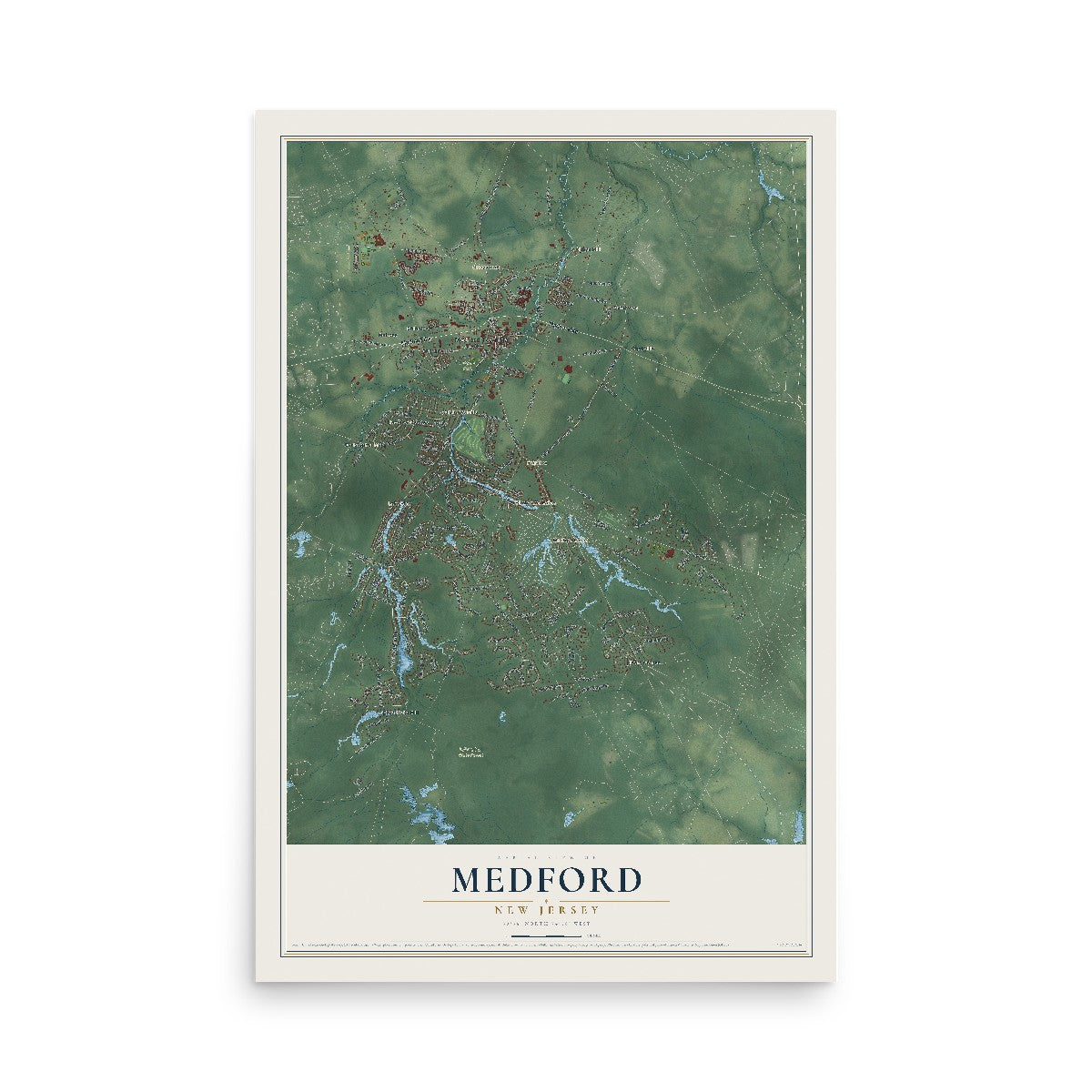 Medford, New Jersey map print, 12" x 18" Archival Matte Print mockup