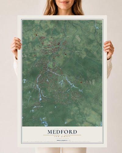 Medford, New Jersey map print, 24" x 36" Archival Matte Print mockup