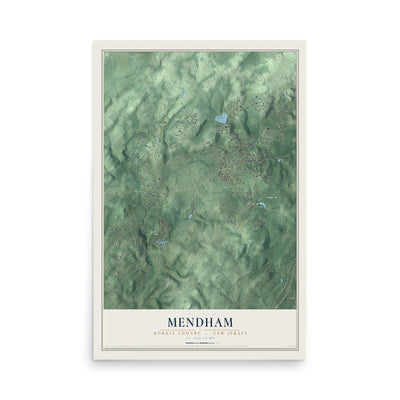 Mendham, New Jersey map print, 12" x 18" Archival Matte Print mockup