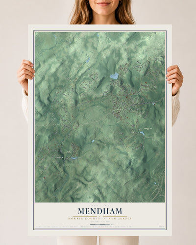 Mendham, New Jersey map print, 24" x 36" Archival Matte Print mockup