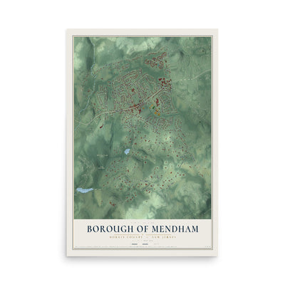 Borough of Mendham, New Jersey map print, 12" x 18" Archival Matte Print mockup
