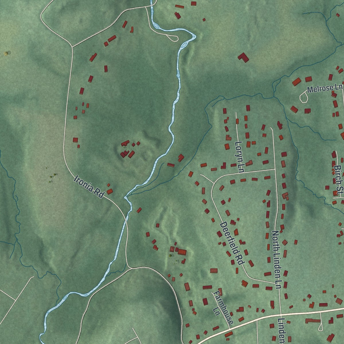 Close-up 2 of the Borough of Mendham, New Jersey map artwork