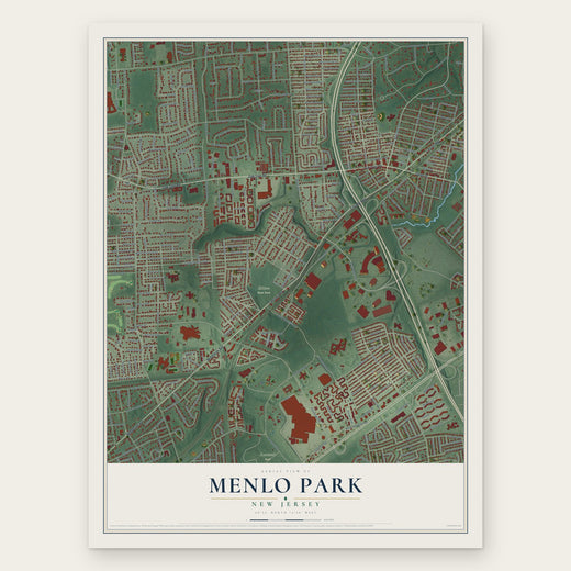 Menlo Park, New Jersey map print, the full design