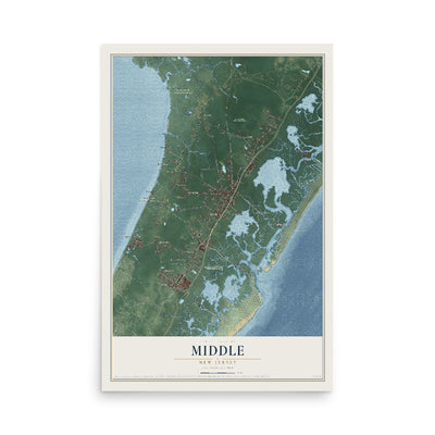 Middle, New Jersey map print, 12" x 18" Archival Matte Print mockup