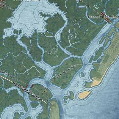 Close-up 1 of the Middle, New Jersey map artwork