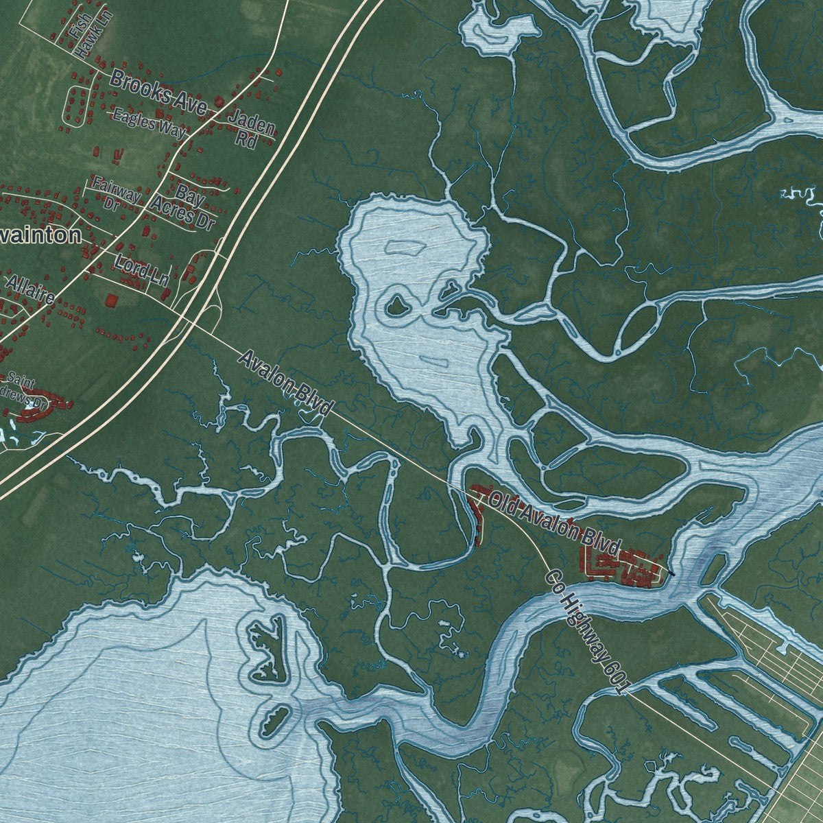 Close-up 2 of the Middle, New Jersey map artwork
