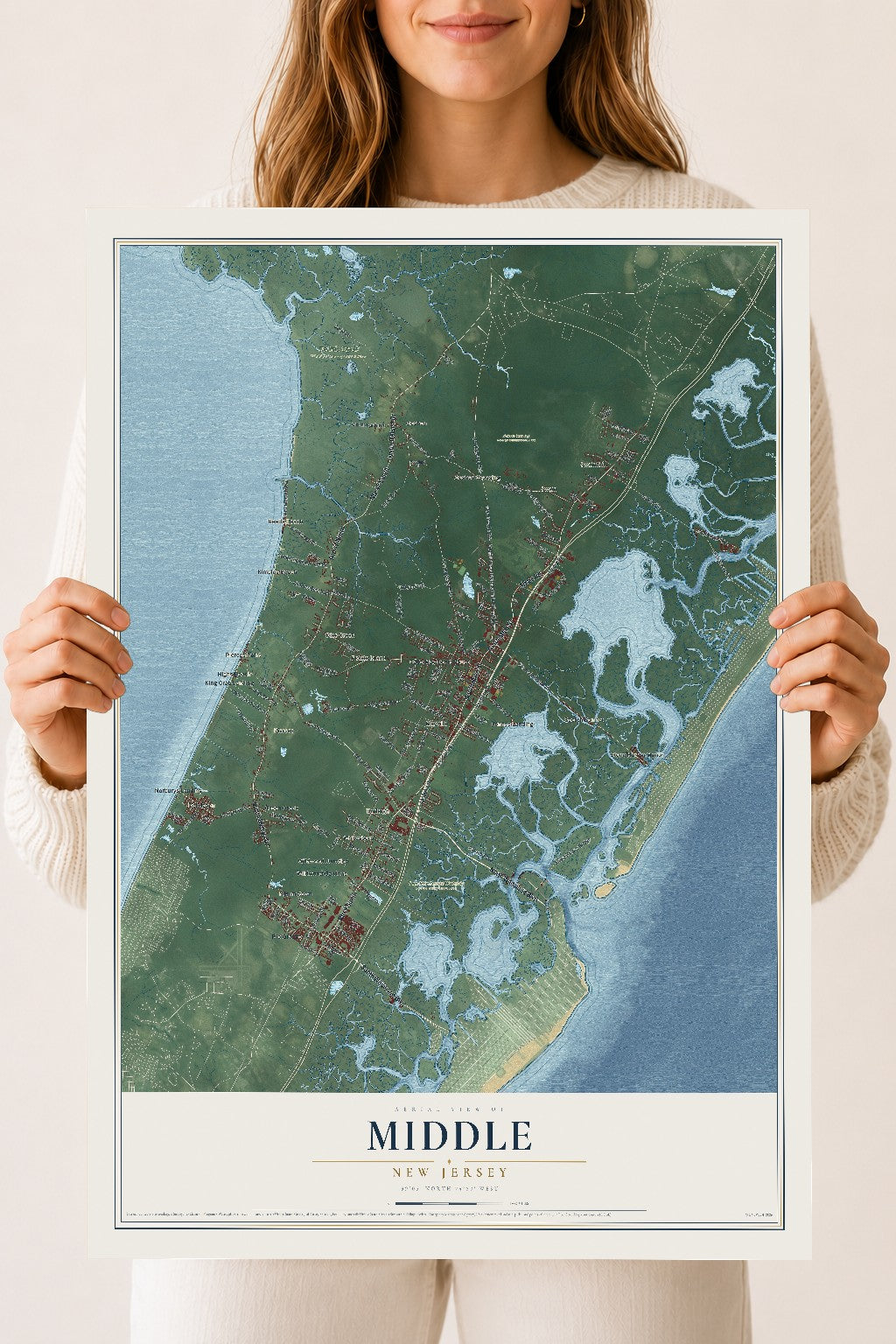Middle, New Jersey map print, 18" x 24" Archival Matte Print mockup