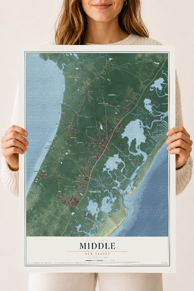 Middle, New Jersey map print, 18" x 24" Archival Matte Print mockup