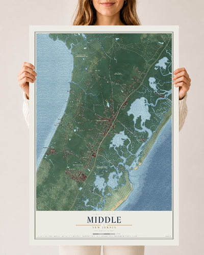Middle, New Jersey map print, 24" x 36" Archival Matte Print mockup