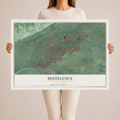 Middlesex, New Jersey map print, 24" x 36" Archival Matte Print mockup