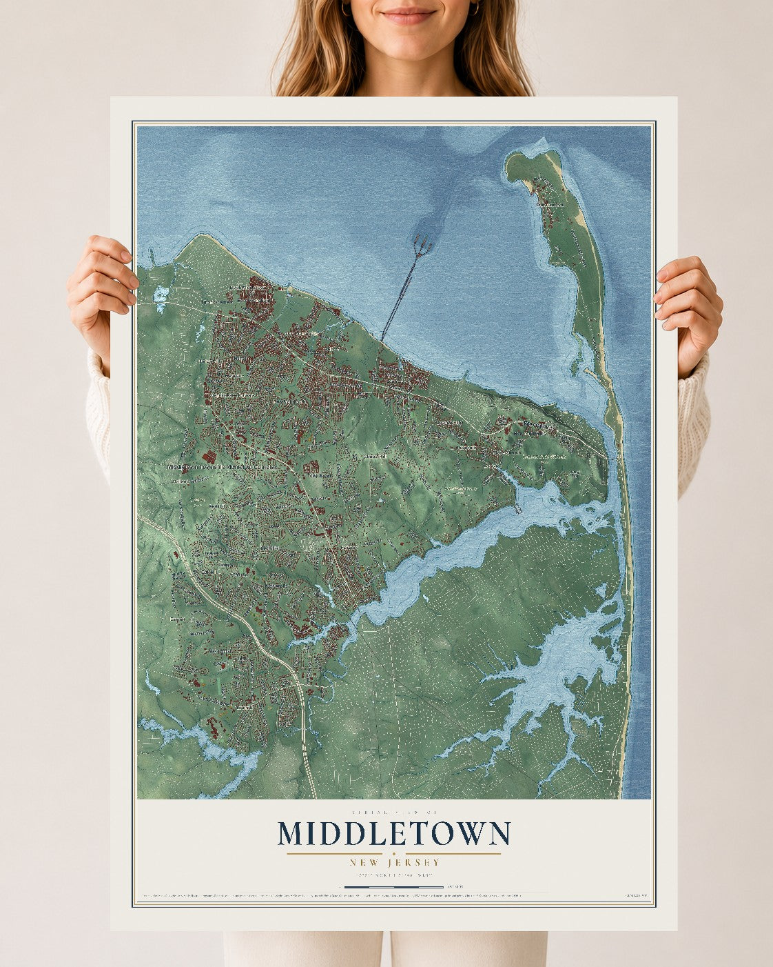 Middletown, New Jersey map print, 24" x 36" Archival Matte Print mockup